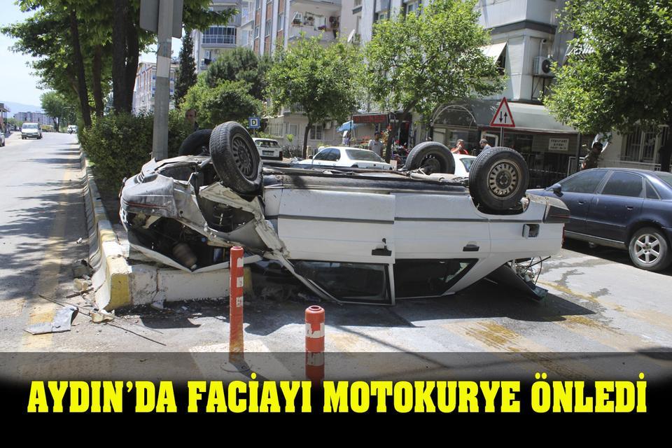 Aydın’da faciayı motokurye önledi