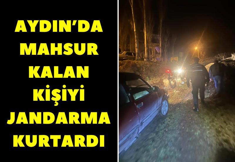 Aydın'da mahsur kalan kişiyi jandarma kurtardı