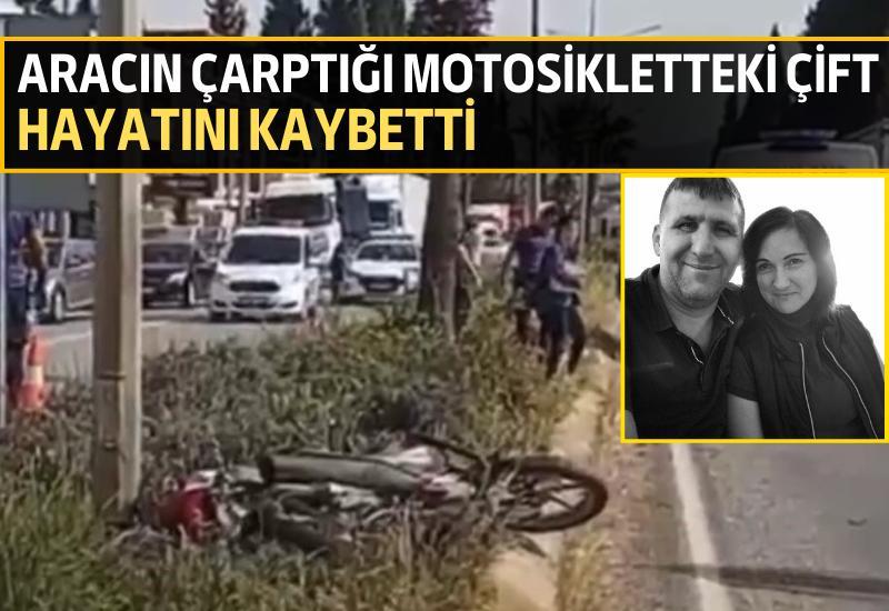 İzmir'in Torbalı ilçesinde yaya geçidinden karşı yola geçerken transit aracın çarptığı motosikletteki çift, metrelerce sürüklenerek hayatını kaybetti.