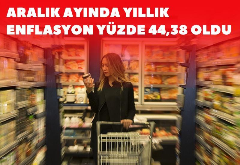 Aralık ayında yıllık enflasyon yüzde 44,38 oldu