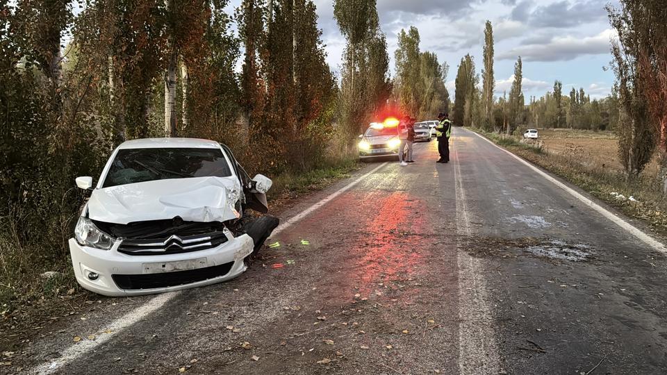 KONTROLDEN ÇIKAN OTOMOBİL AĞACA ÇARPTI: 4 YARALI