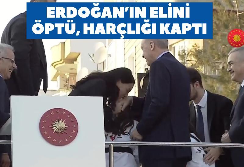 Erdoğan'ın elini öptü, harçlığı kaptı