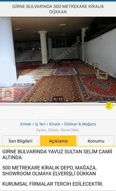 Kiraya verilecek olan depo alanı