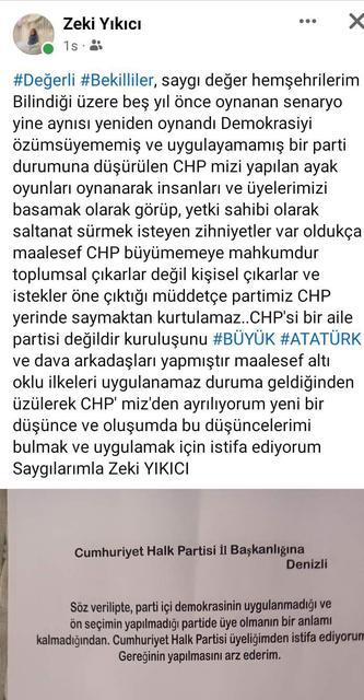 O ADAY ADAYI CHP'DEN İSTİFA ETTİ CHP'Lİ ESKİ İLÇE BAŞKANI ZEKİ YIKICI: "5 YIL ÖNCE OYNANAN SENARYONUN YİNE AYNISI YENİDEN OYNANDI"