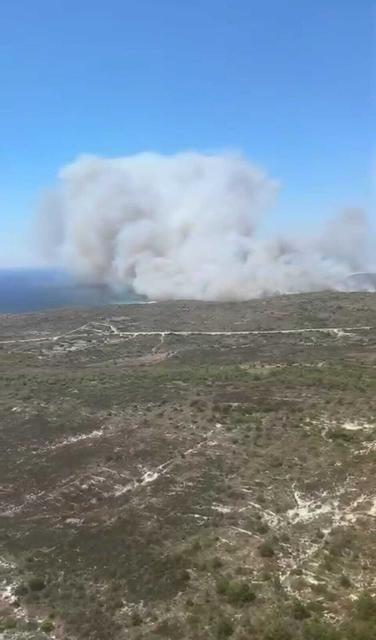 ÇEŞME'DEKİ ORMAN YANGININA HAVADAN VE KARADAN MÜDAHALE