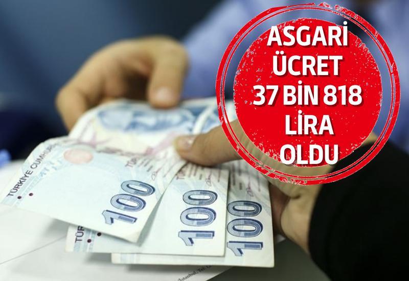 Asgari ücret 37 bin 818 lira oldu