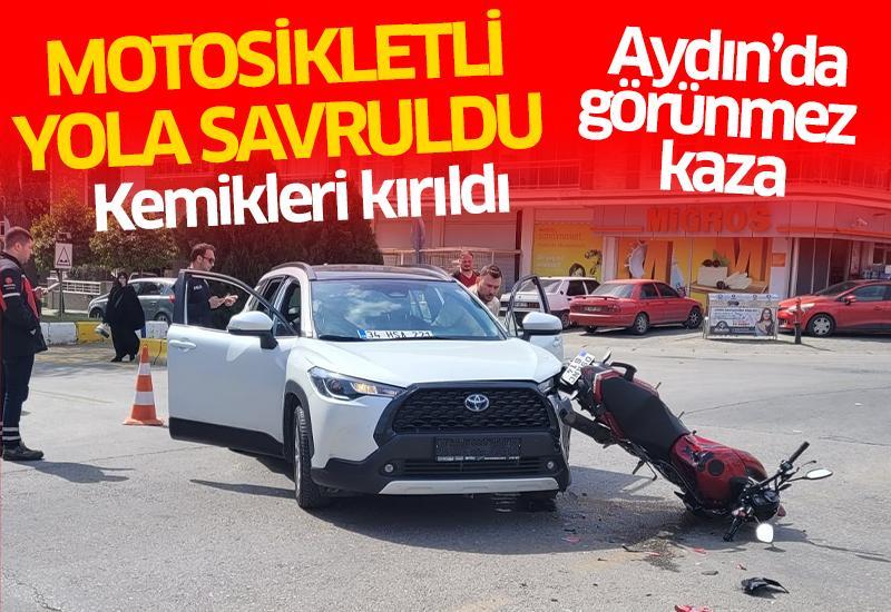 Aydın'da motosiklet sürücüsü yola savruldu