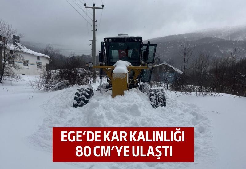 Ege'de kar kalınlığı 80 cm’ye ulaştı