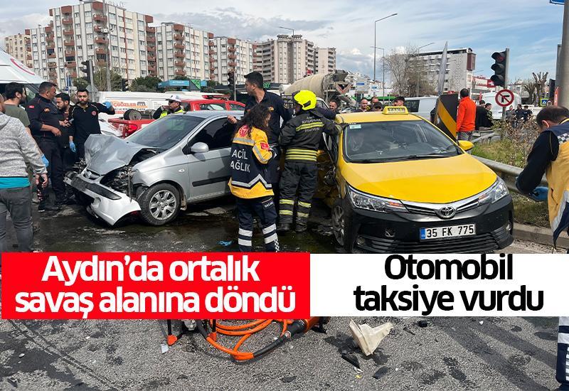 Aydın'da taksi ile otomobil çarpıştı